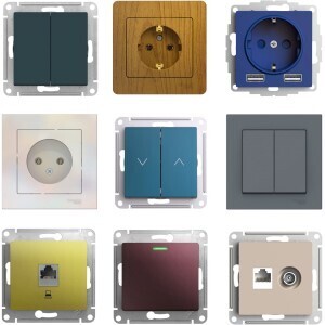 Выключатели и розетки по коллекциям